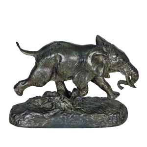 Bronze Champlevé Enamel Elephant