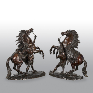 Large Pair of 19th Century Bronze Marley Horses