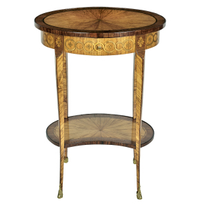 French 19th Century Tulipwood And Marquetry Oval Side Table