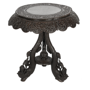 19th Century Carved Burmese Walnut Side Table