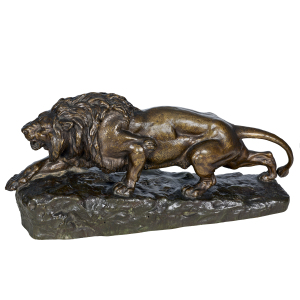 French Bronze Sculpture of a Stalking Lion by Isidore-Jules Bonheur