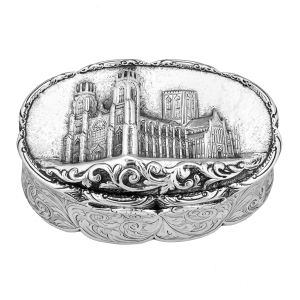 Antique Victorian Silver Castle-Top Table Snuff Box York Minster