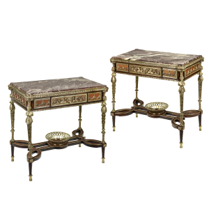 Pair of 19th Century French Ormolu-Mounted Mahogany Table De Milieu