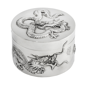 Antique Chinese Export 19th Century Solid Silver Box
