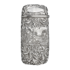 Antique Victorian Sterling Silver Castle-Top Cigar Case