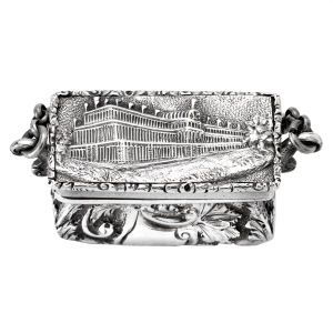 Antique Victorian Sterling Silver Castle-Top Vinaigrette Crystal Palace