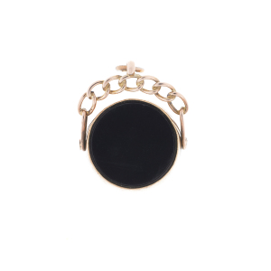 9ct Gold Carnelian & Onyx Spinning Fob Pendant