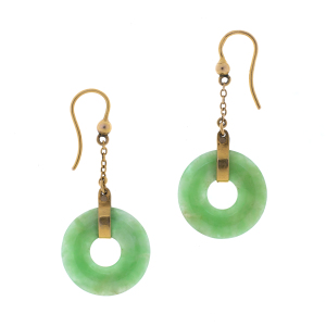 18ct Yellow Gold Jade Earrings